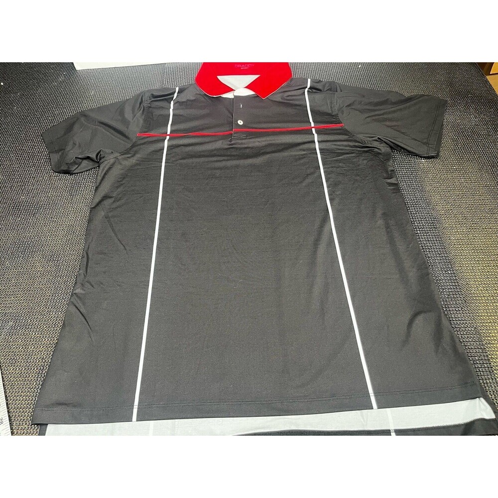 B. Draddy‎ Sport Polo Shirt Mens Large Black Red Collar Golf Performance SS